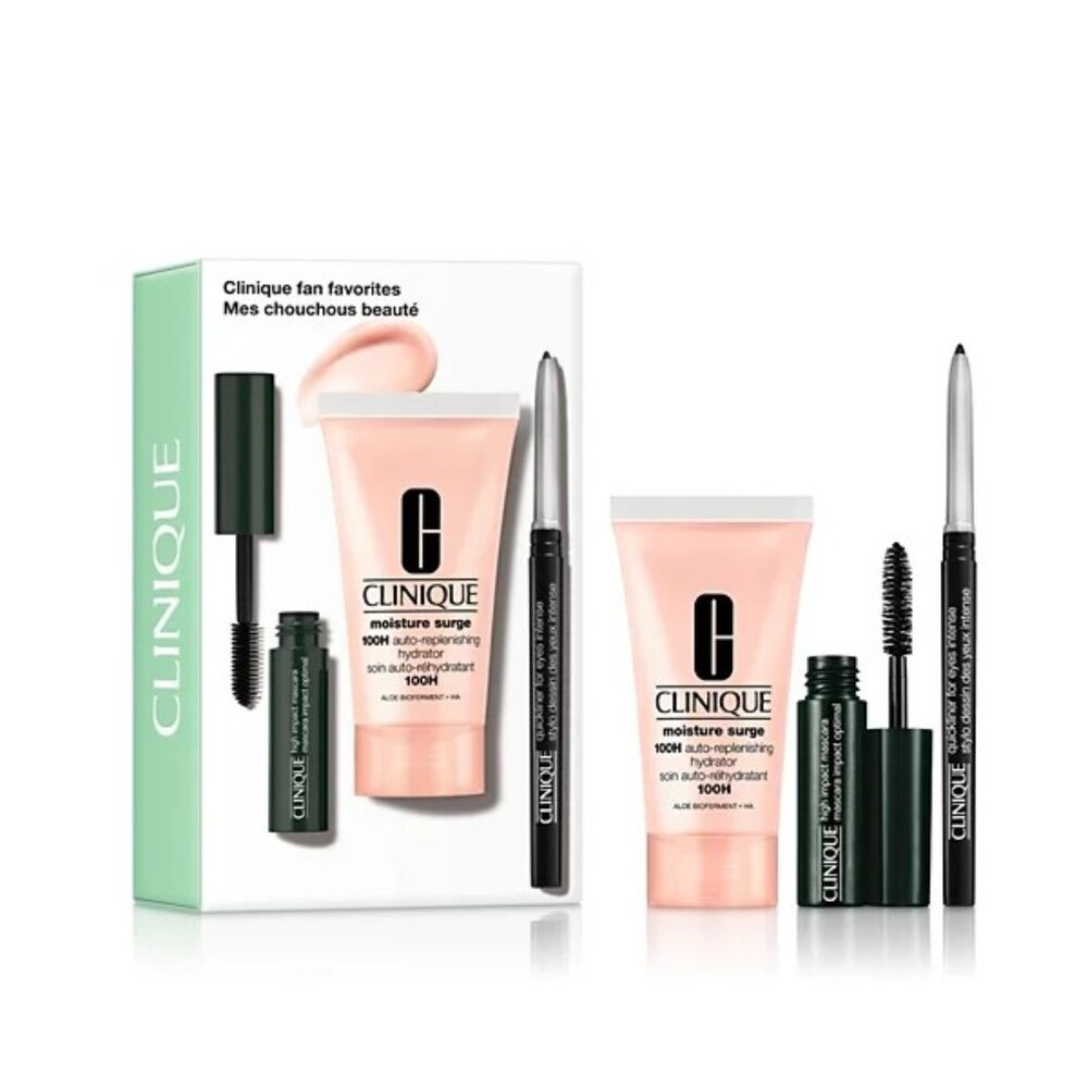 NWT Clinique 3-Pc. Fan Favorites Set  Moisture Surge, Mascara,  & Quickliner